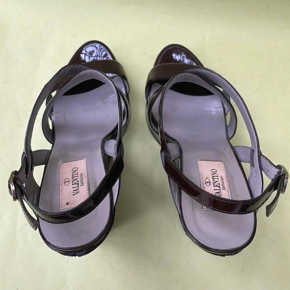 Dark brown Valentino Garavani patent leather shoes